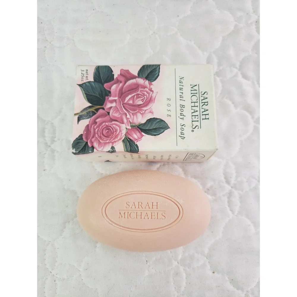 Vintage Sarah Michaels Rose Soap Bar Natural Body Discontinued 3.25 Oz Lot of 2
